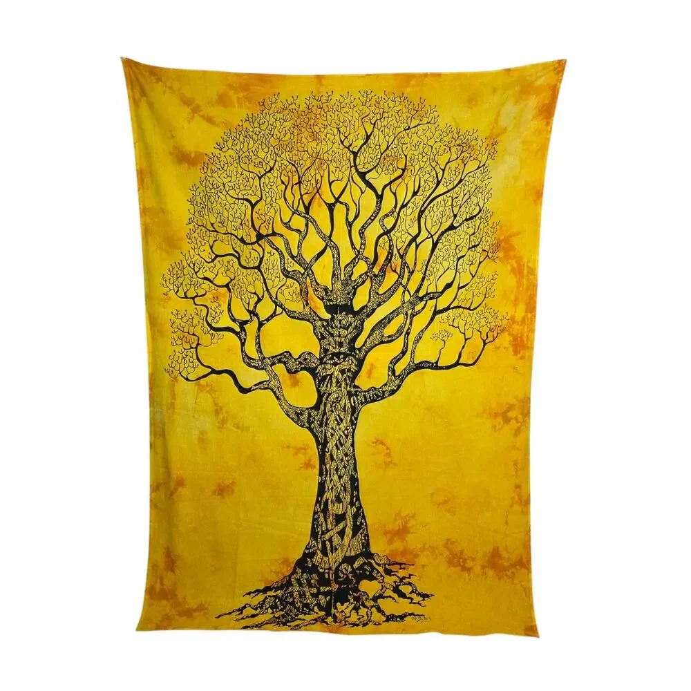 Vintage Tree of Life Cotton Wall Tapestry Signed M. Dubois